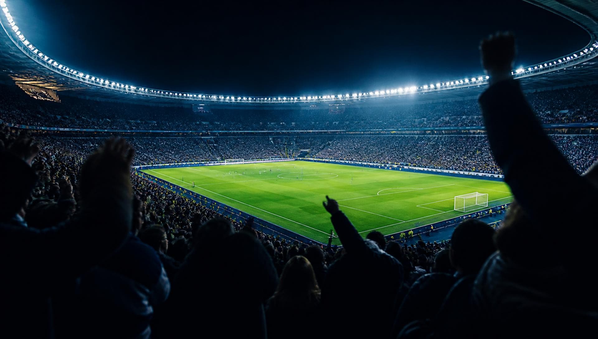 Stadio pieno durante una partita notturna